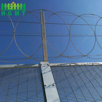 Heavy Duty Clear View Fence Panel High Security Wire Mesh 358 Anti Climb Fence With Barbed